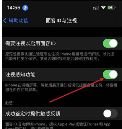 忠县苹果14维修网点分享iPhone14注视感知功能有什么用 